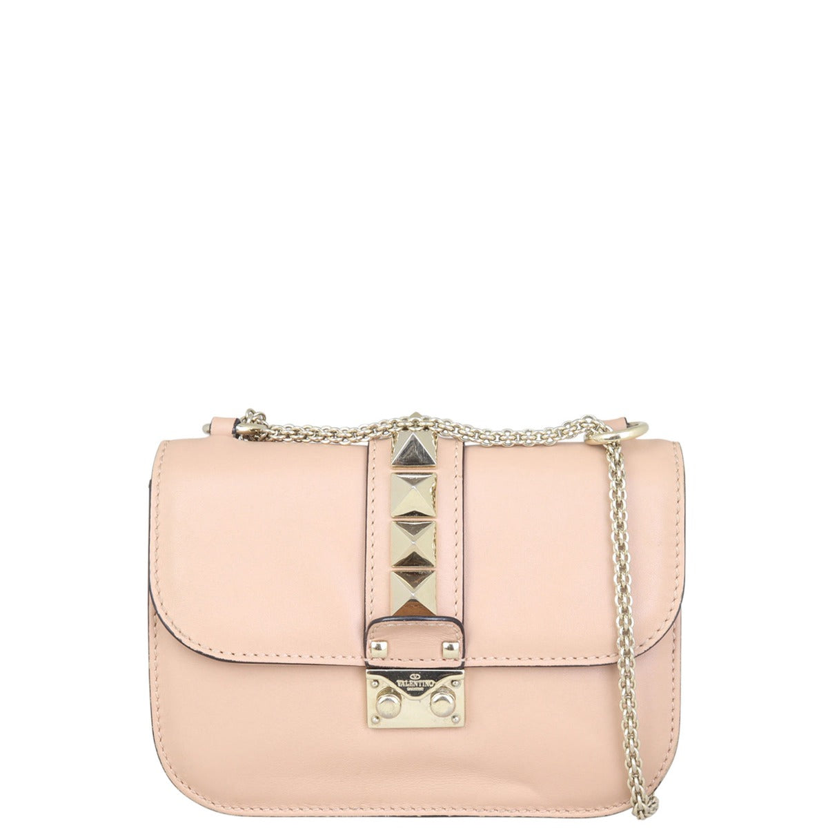 Valentino Glam Lock Small Shoulder Bag Front with Strap