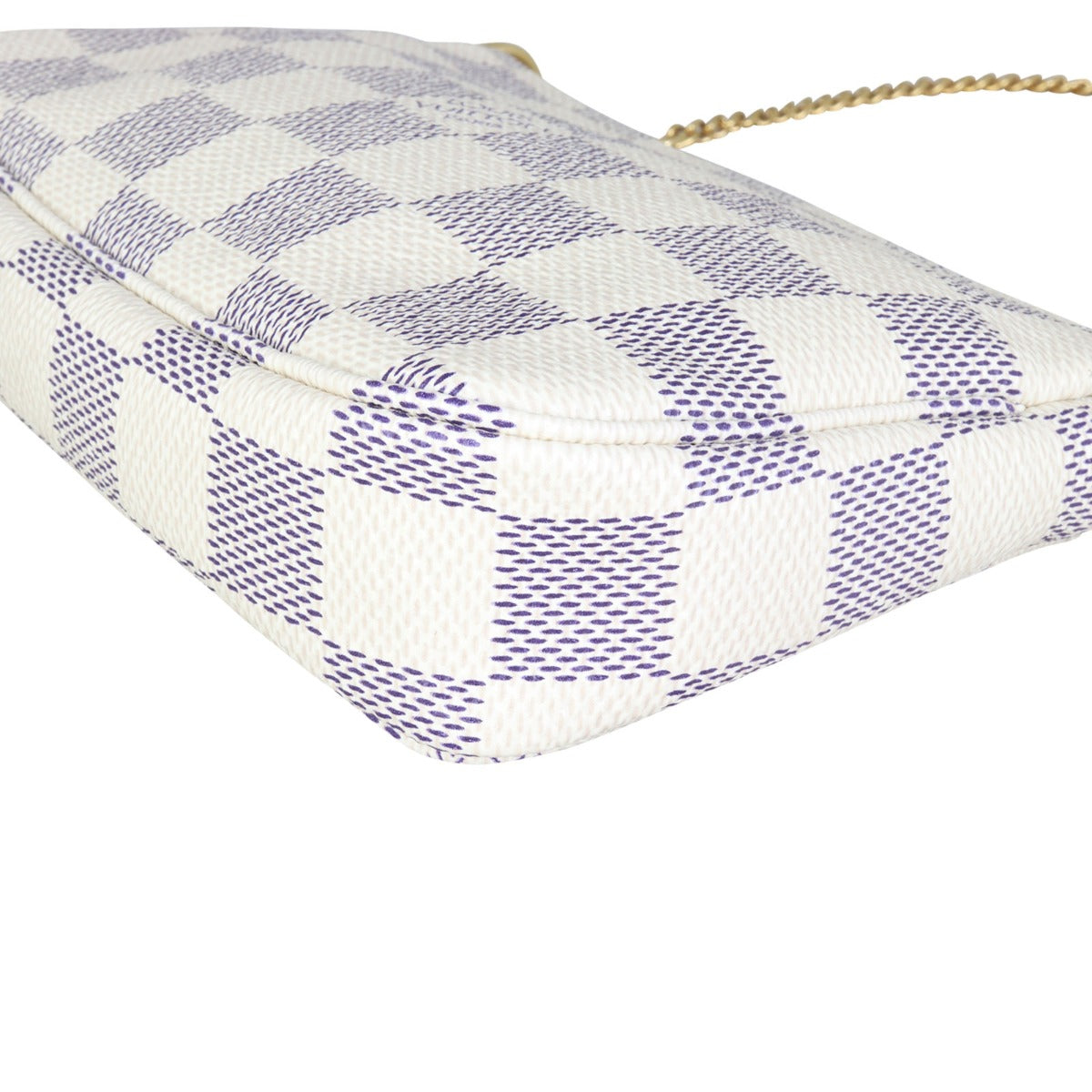 Louis Vuitton Mini Pochette Accessories Damier Azur Corner Closeup