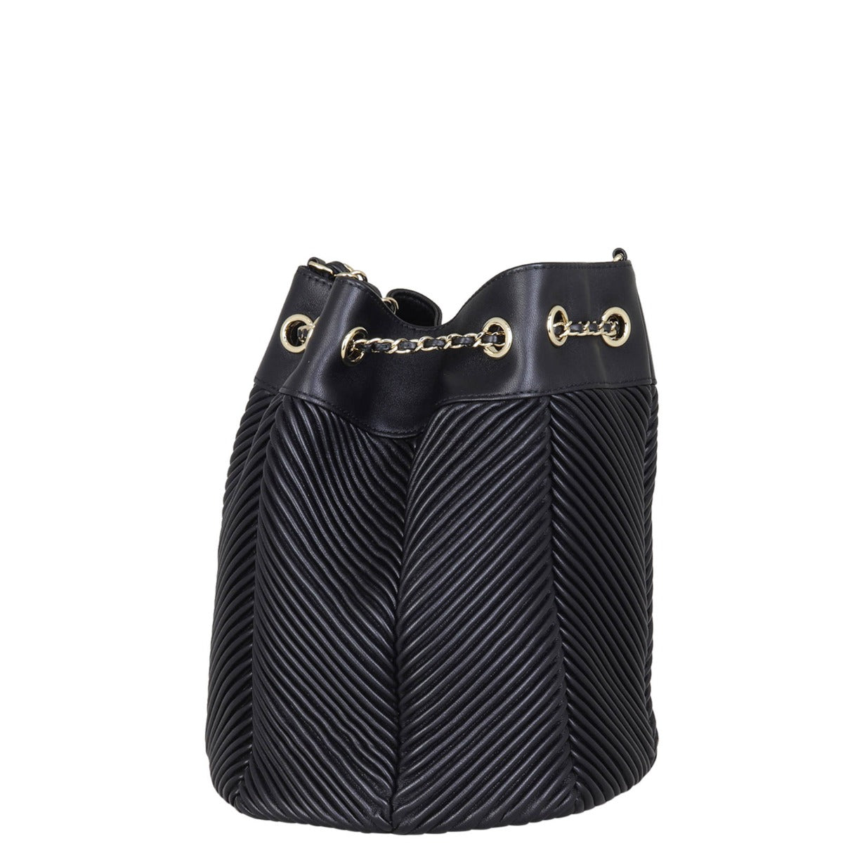 Chanel Drawstring Bucket Bag Chevron Back