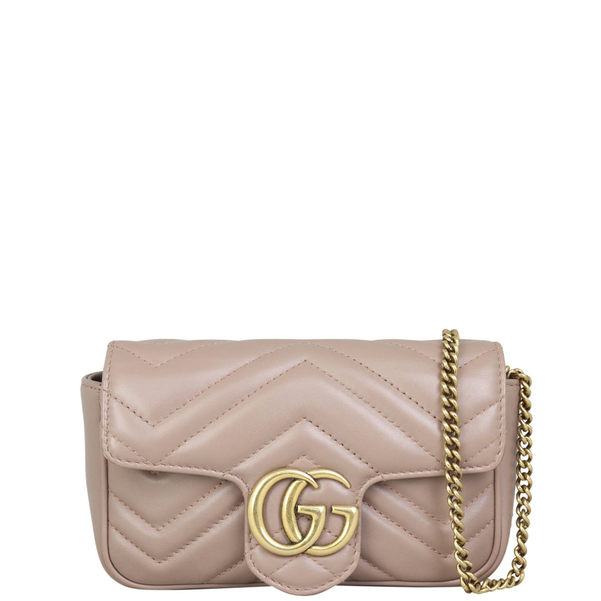Gucci GG Marmont Super Mini Shoulder Bag Front with Strap