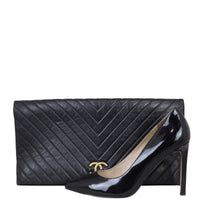 Chanel Chevron Fold Over Clutch Shoe