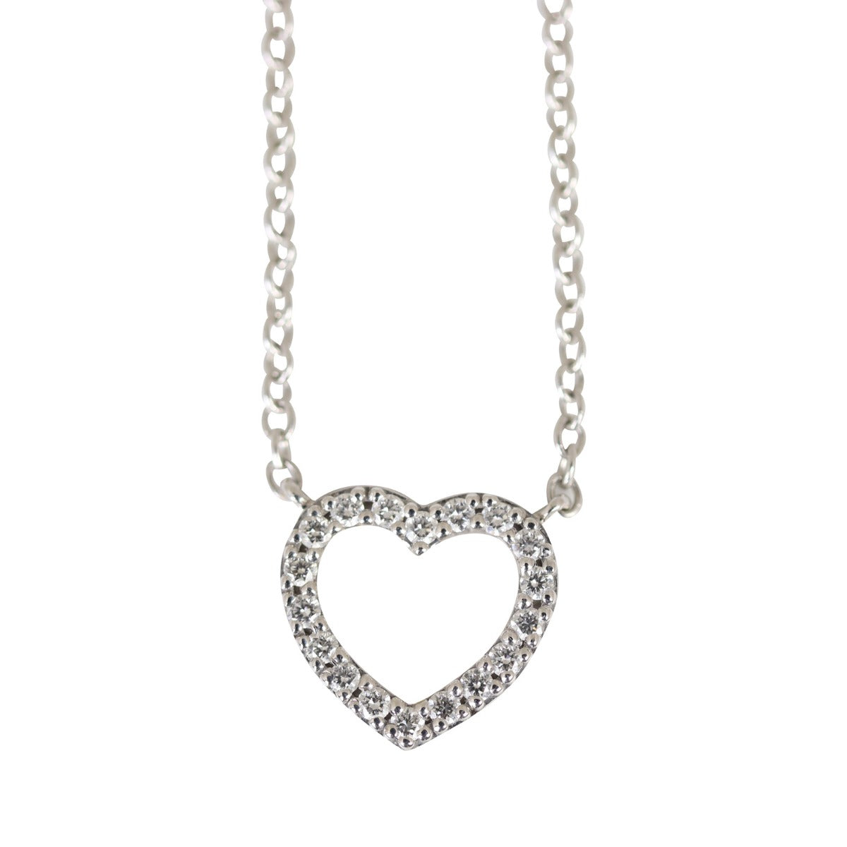 Tiffany & Co 18k White Gold Diamond Heart Pendant
