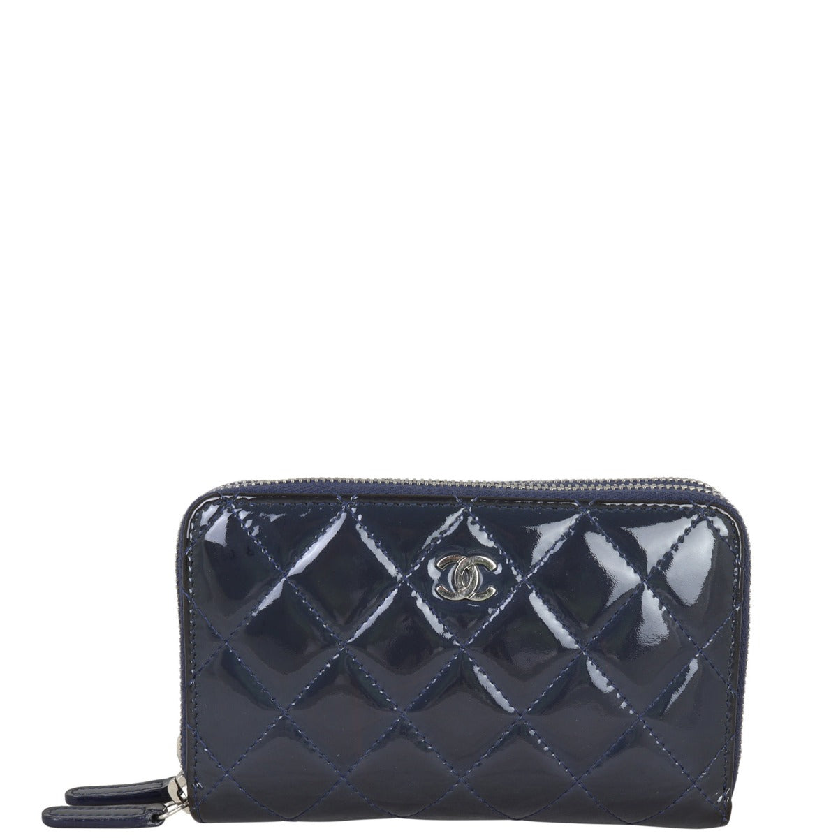 Chanel CC Double Zip Compact Wallet Patent