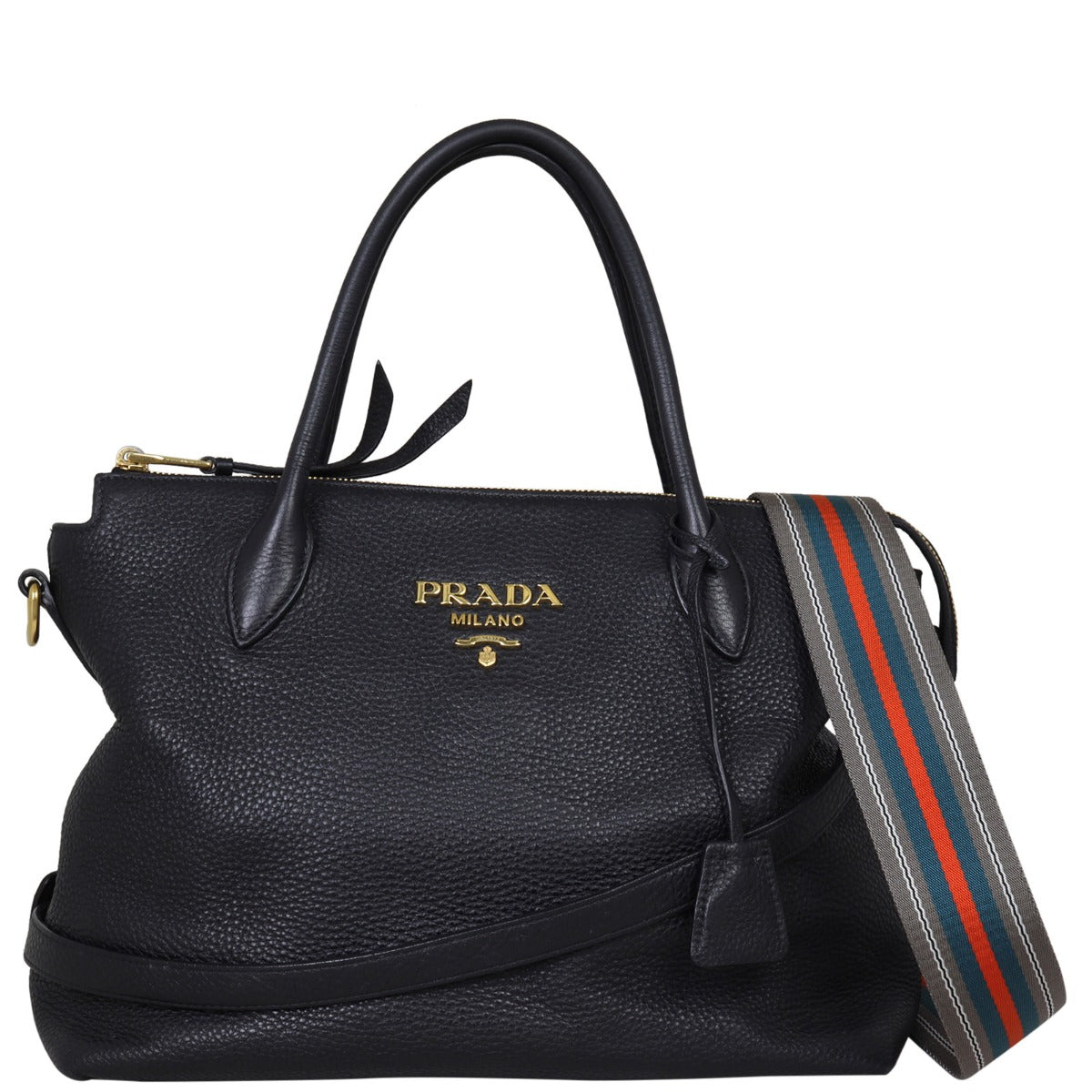 Prada Vitello Daino Zip Tote Front with Strap