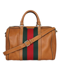 Gucci Vintage Web Boston Bag Medium Front with Strap