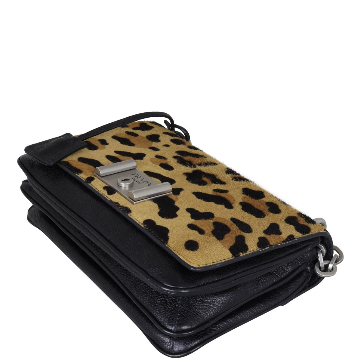 Prada Leopard Pony Hair Chain Flap Bag Corner Distance