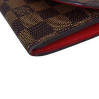 Louis Vuitton Emilie Wallet Damier Ebene Corner Closeup