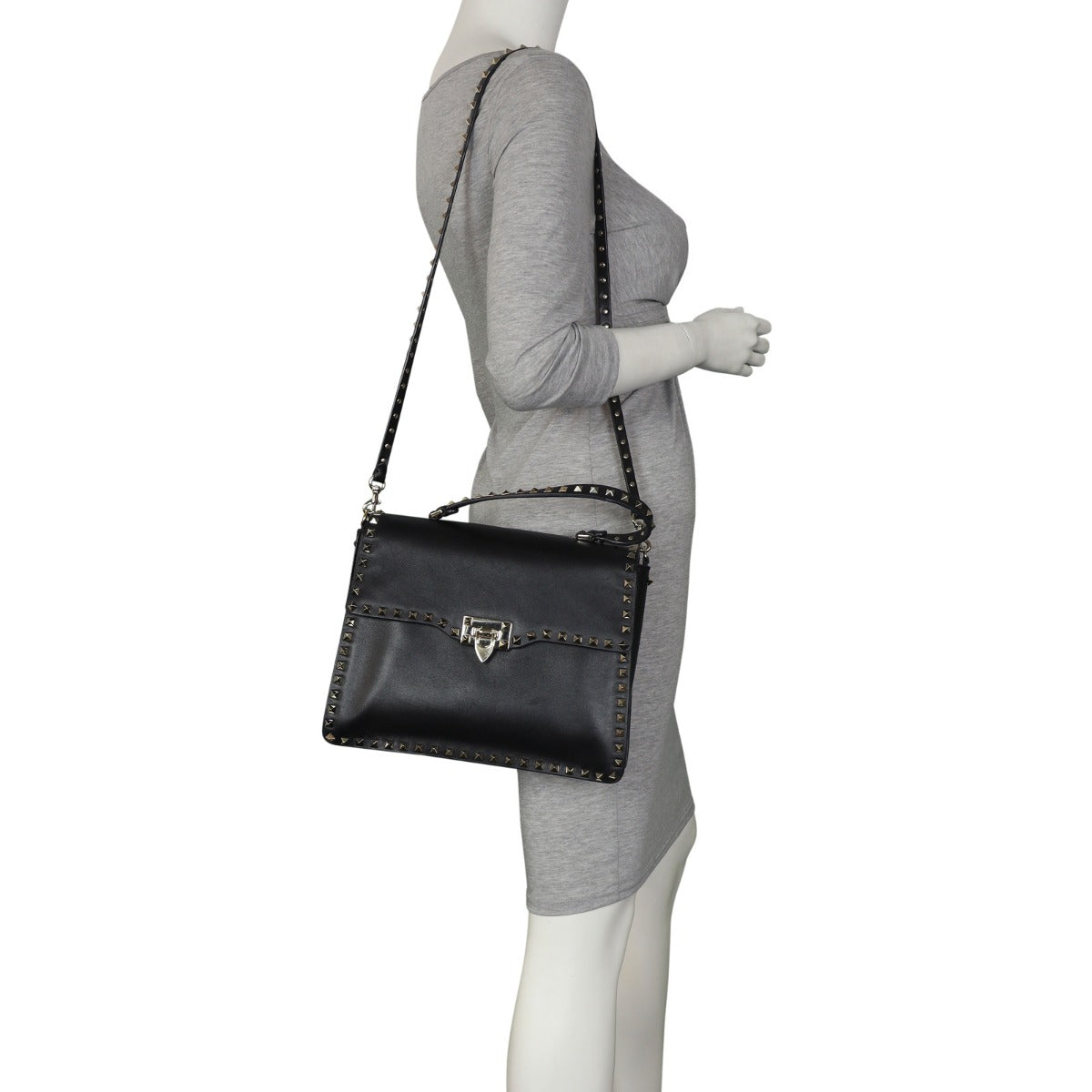 Valentino Vitello Rockstud Flap Bag Mannequin