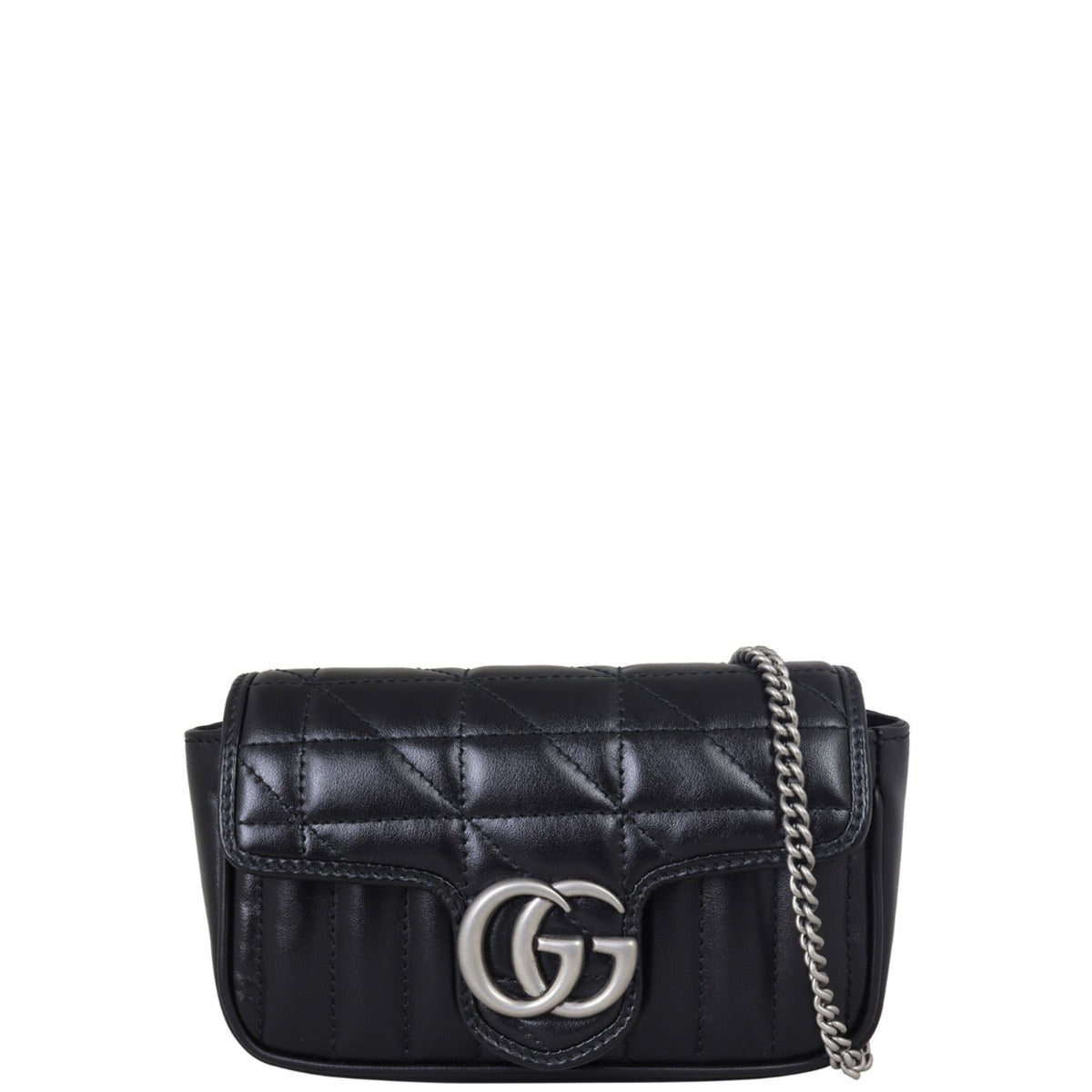 Gucci GG Marmont Super Mini Shoulder Bag Front with Strap