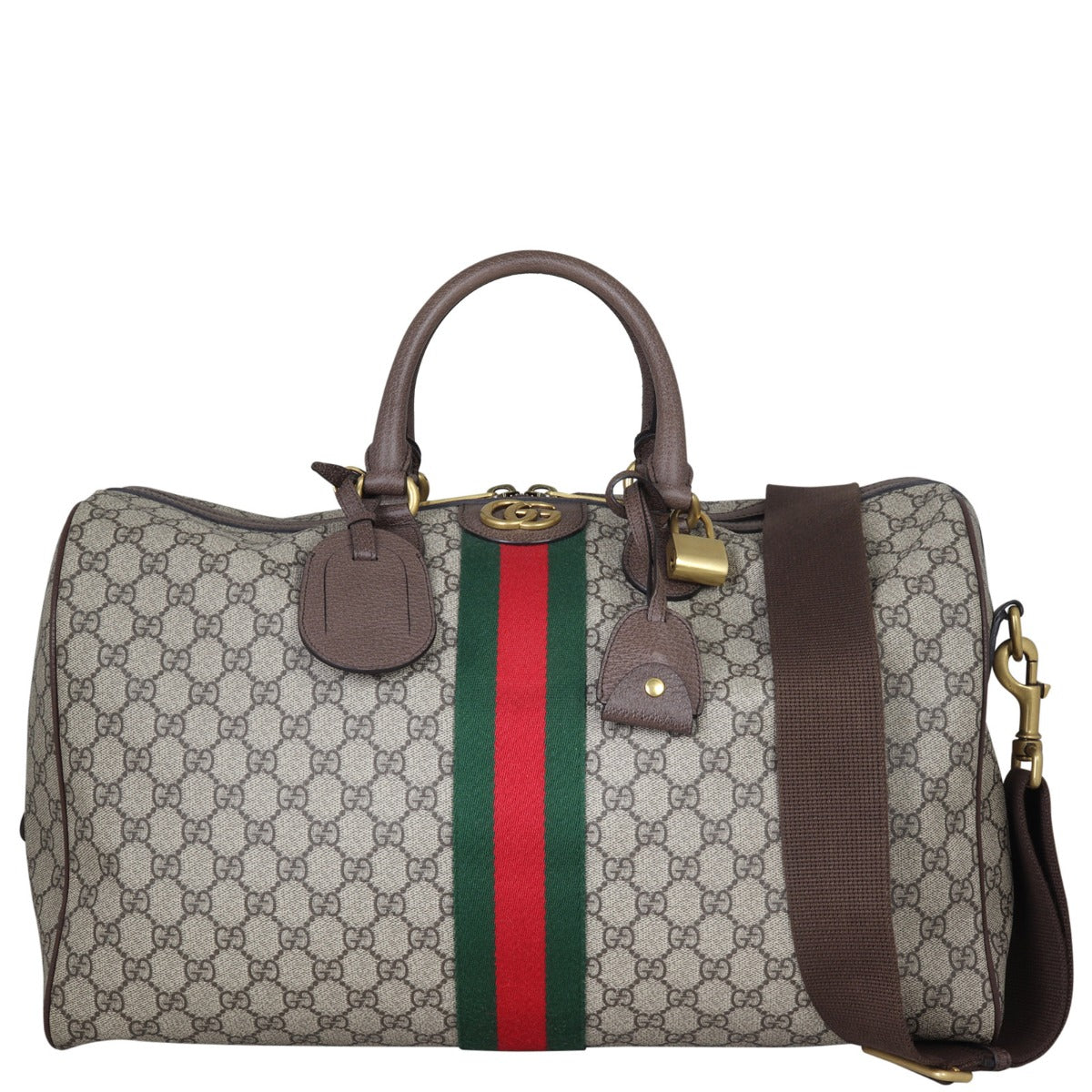 Gucci GG Supreme Ophidia Carry-On Duffle Medium Front with Strap