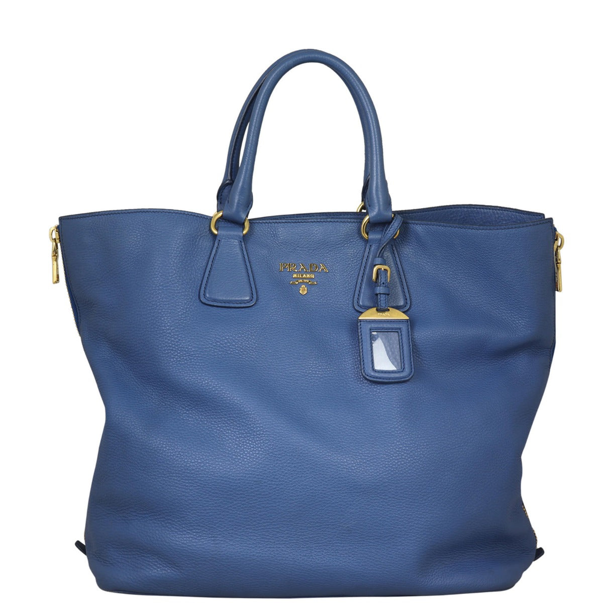 Prada Vitello Daino Large Expandable Shopper Tote Front