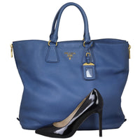 Prada Vitello Daino Large Expandable Shopper Tote Shoe