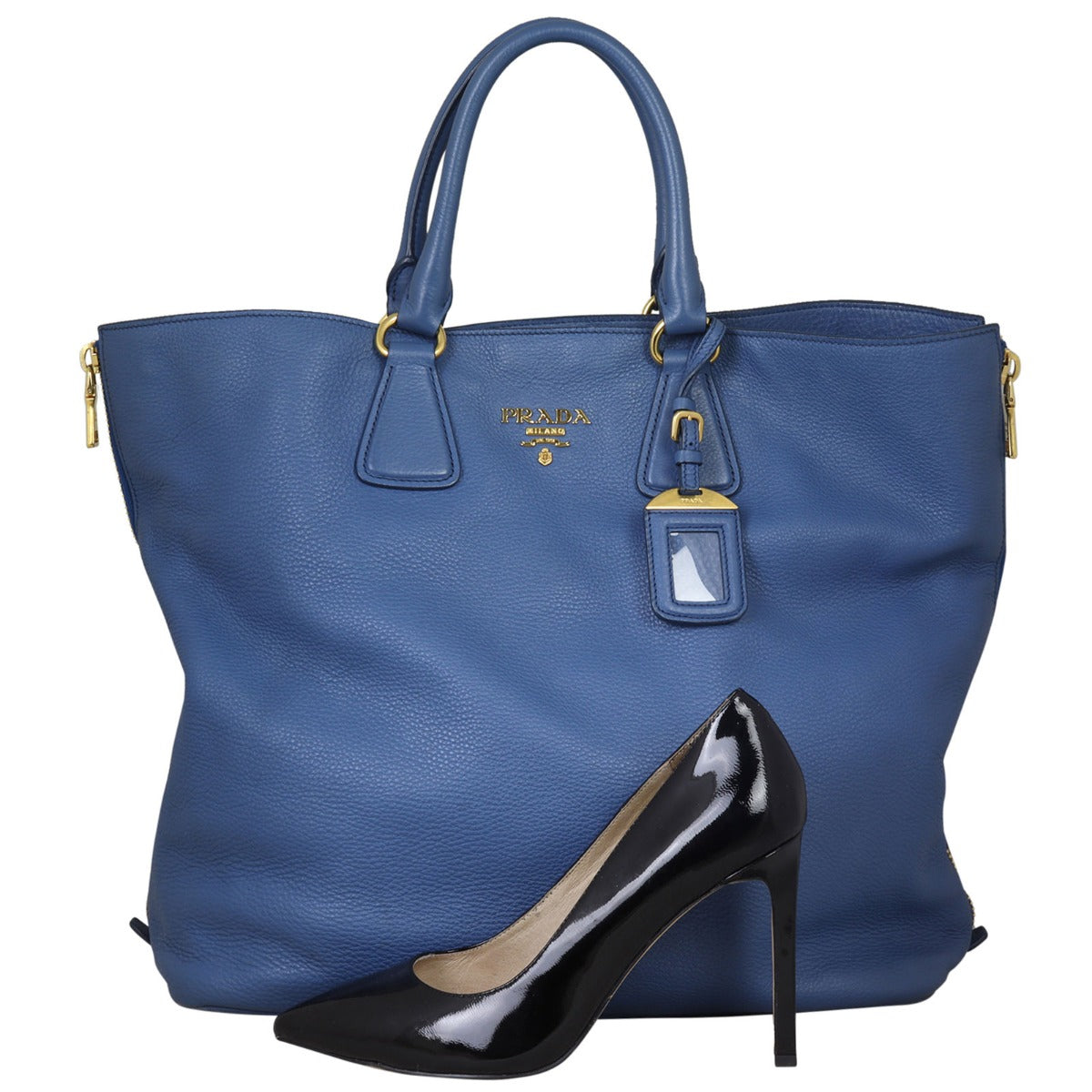 Prada Vitello Daino Large Expandable Shopper Tote Shoe