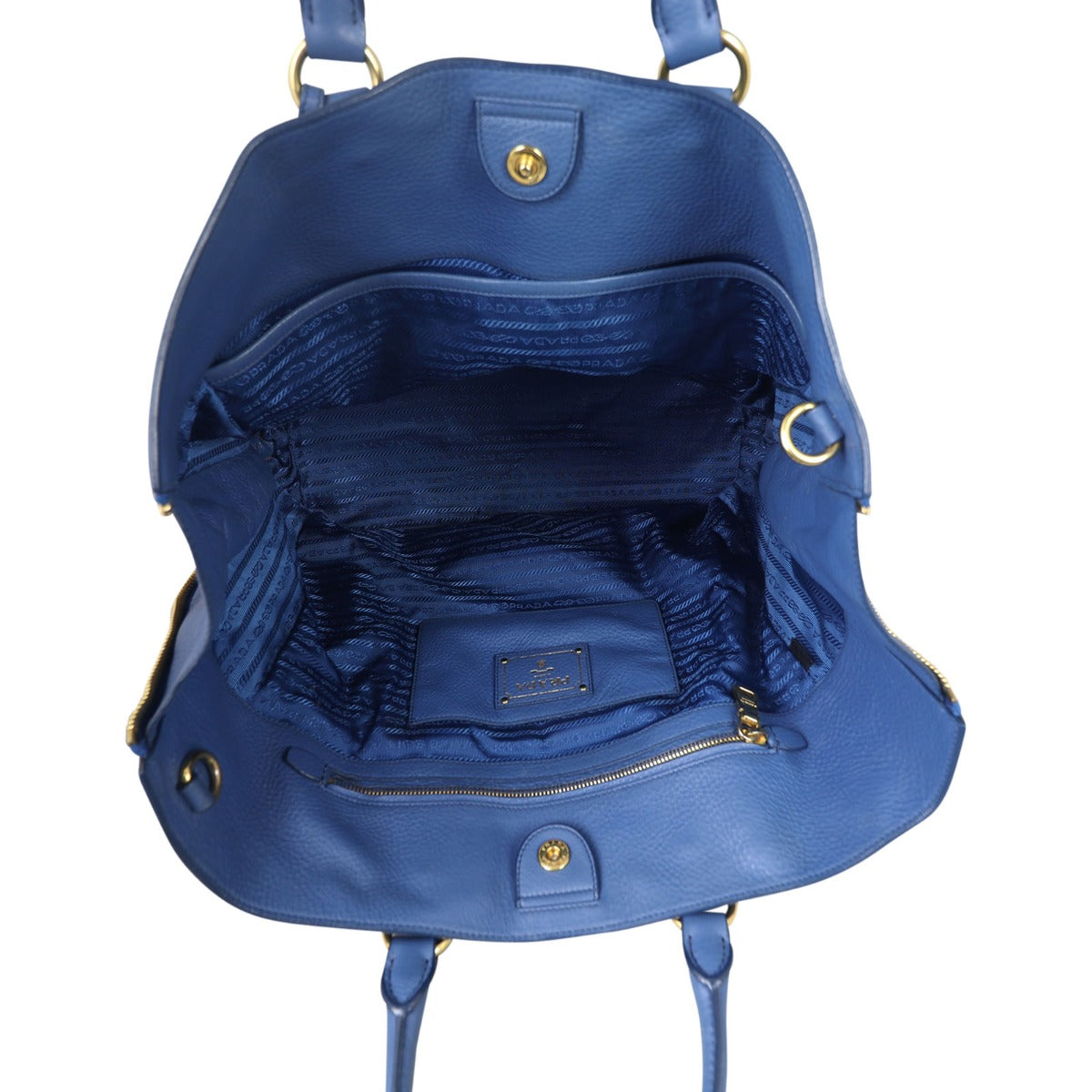 Prada Vitello Daino Large Expandable Shopper Tote Interior