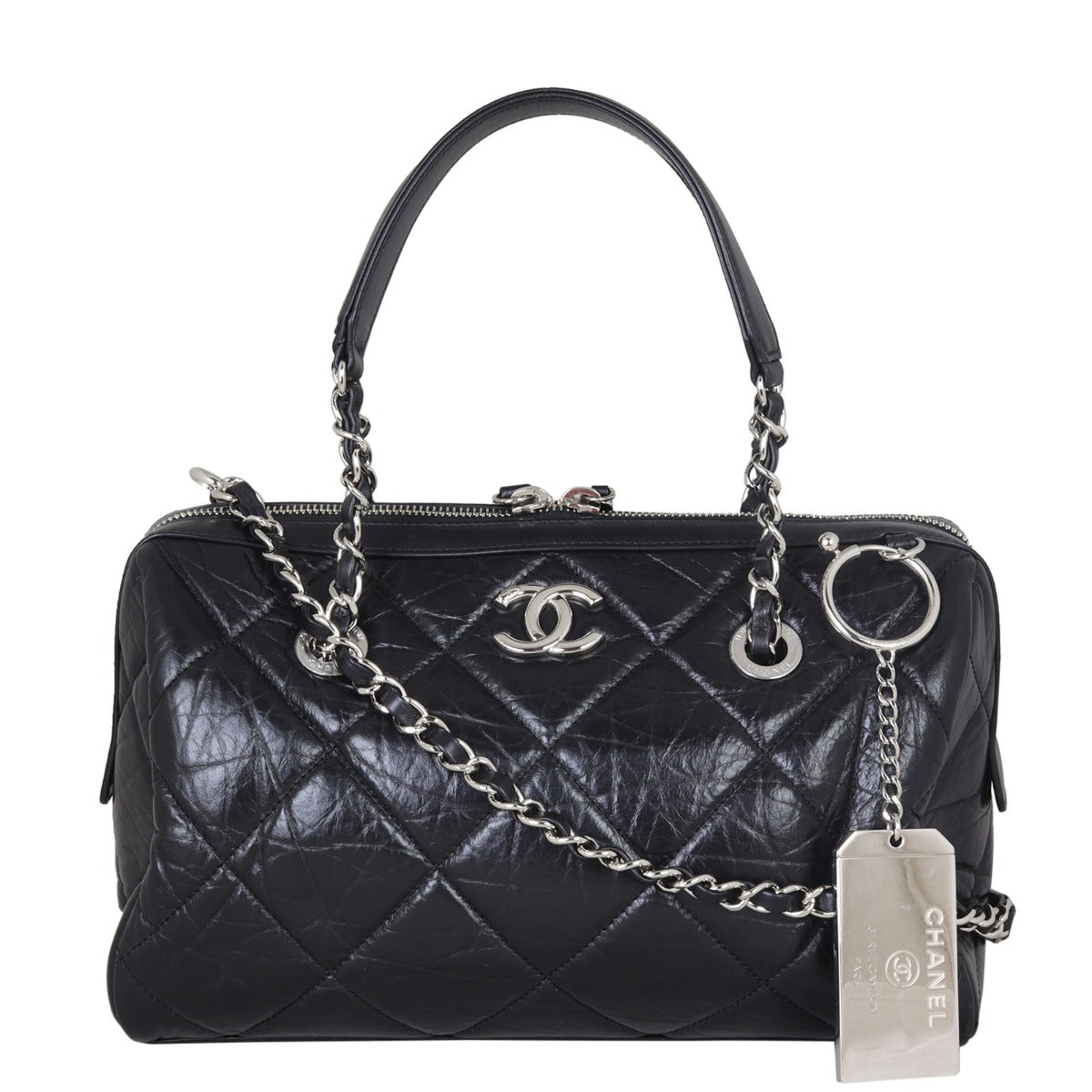 Chanel Calfskin Bowling Bag Small Front with Strap