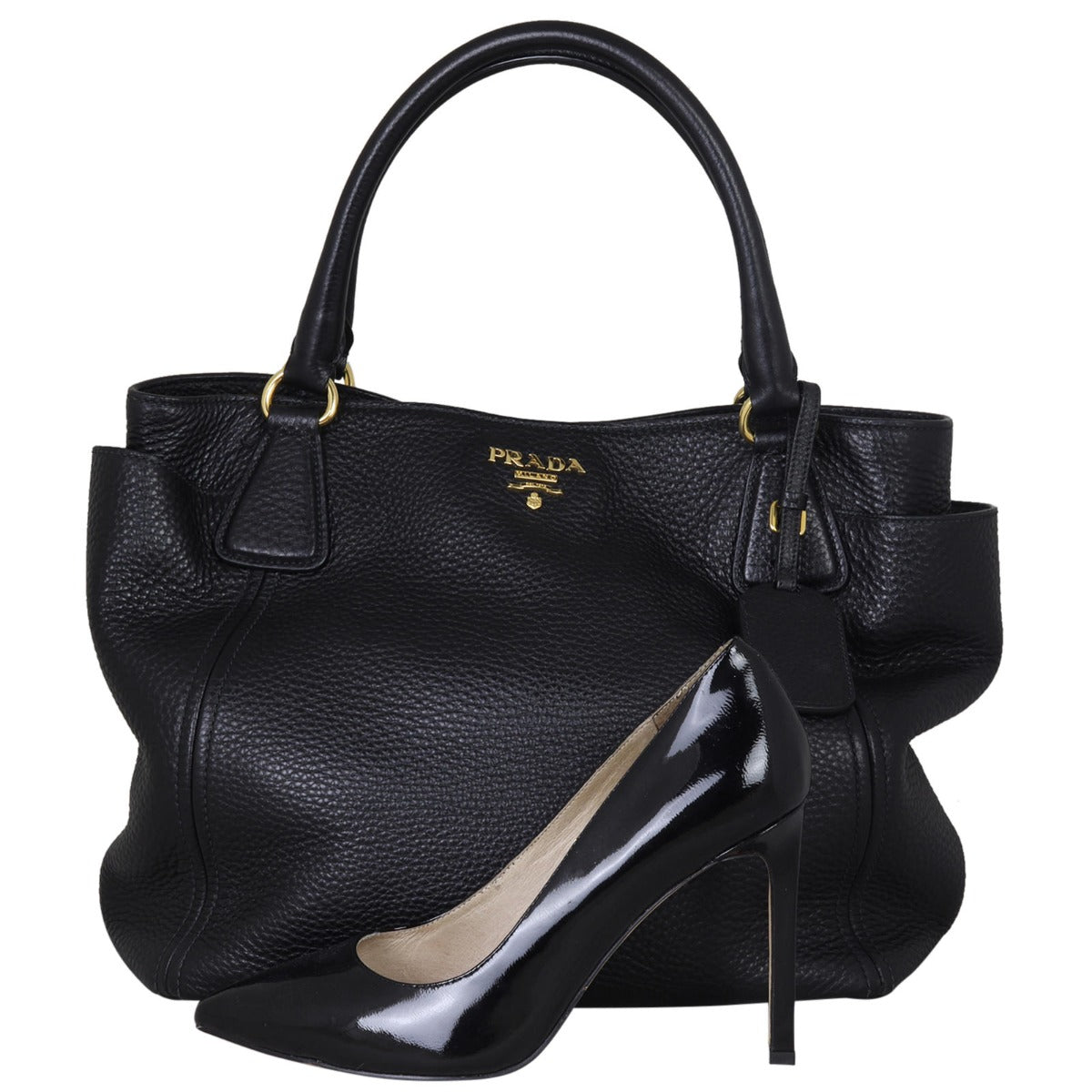 Prada Vitello Daino Side Pocket Tote Shoe
