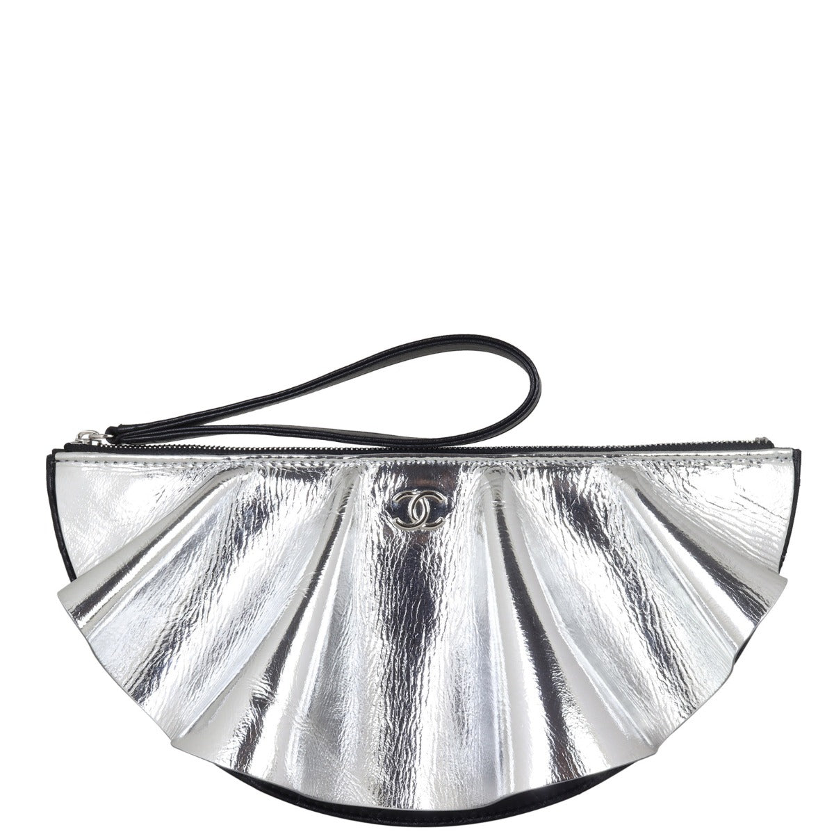 Chanel Metallic Wave Clutch Front