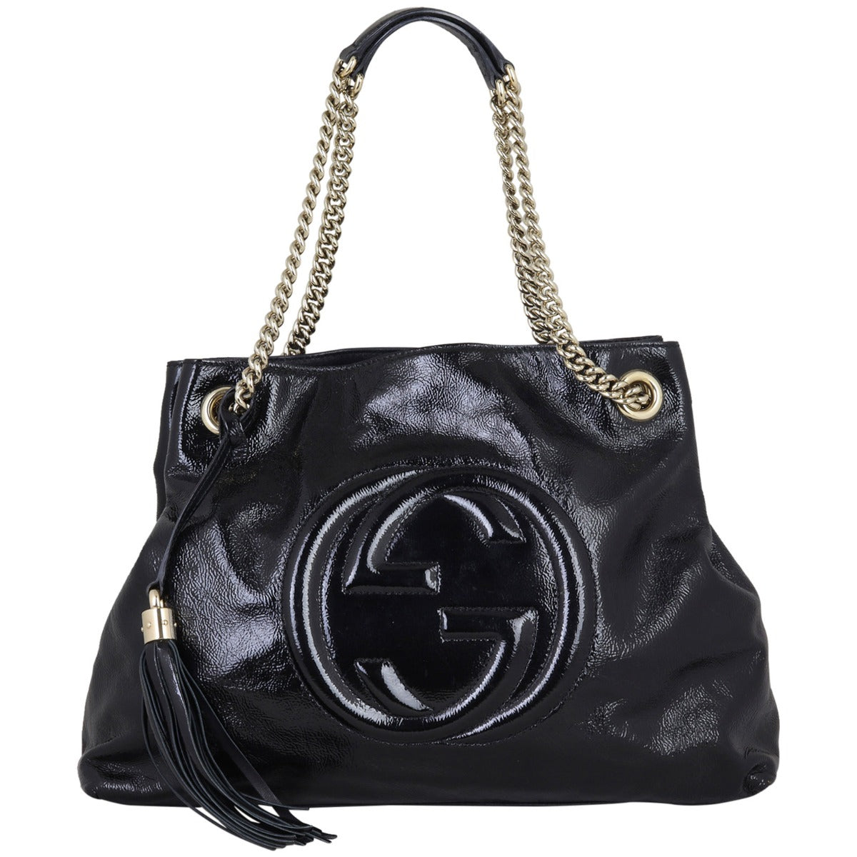 Gucci Soho Chain Shoulder Bag Medium Patent Front