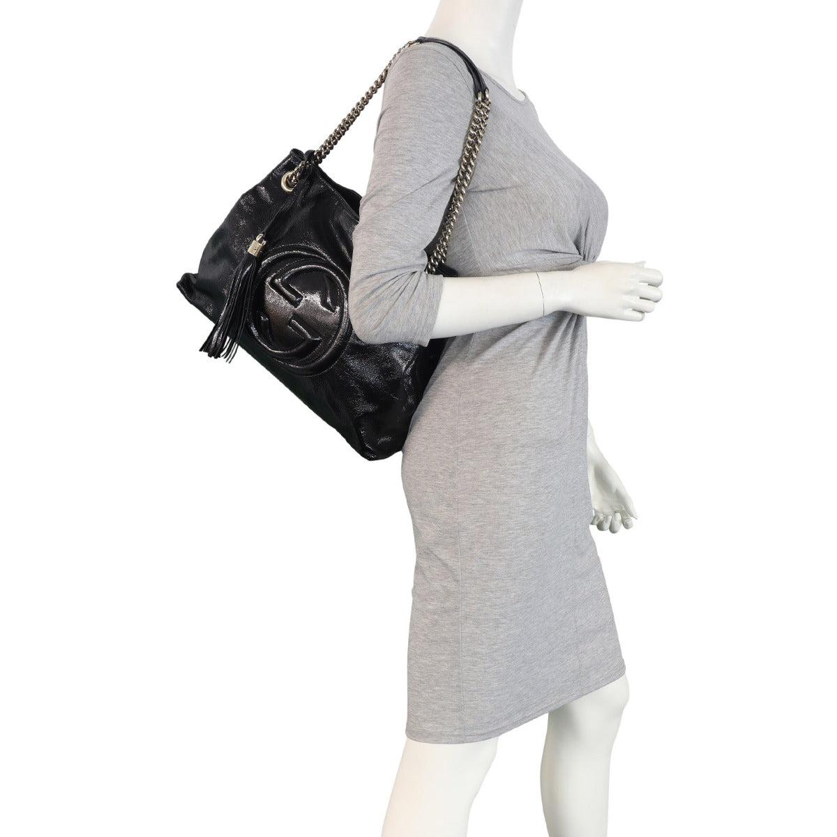 Gucci Soho Chain Shoulder Bag Medium Patent Mannequin