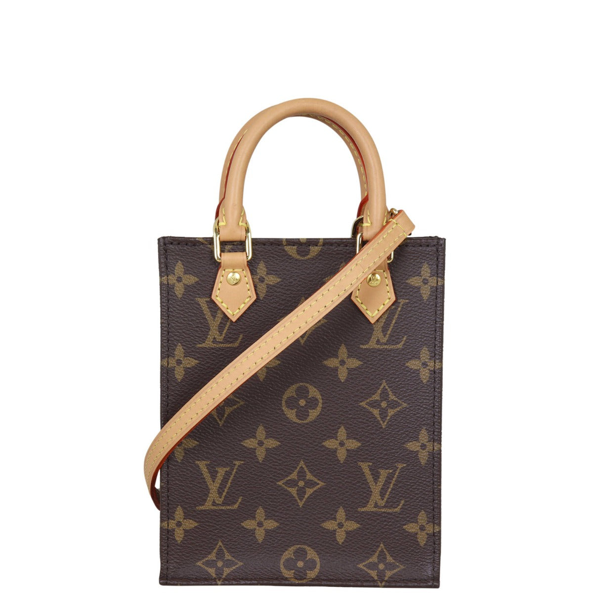 Louis Vuitton Petit Sac Plat Monogram Front with Strap
