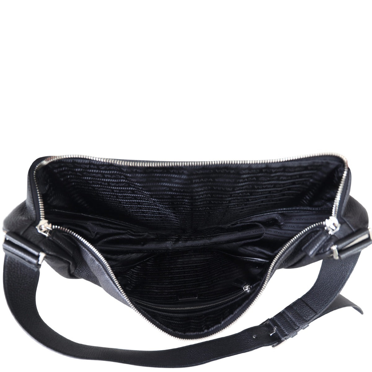 Prada Triangle Leather Shoulder Bag Interior