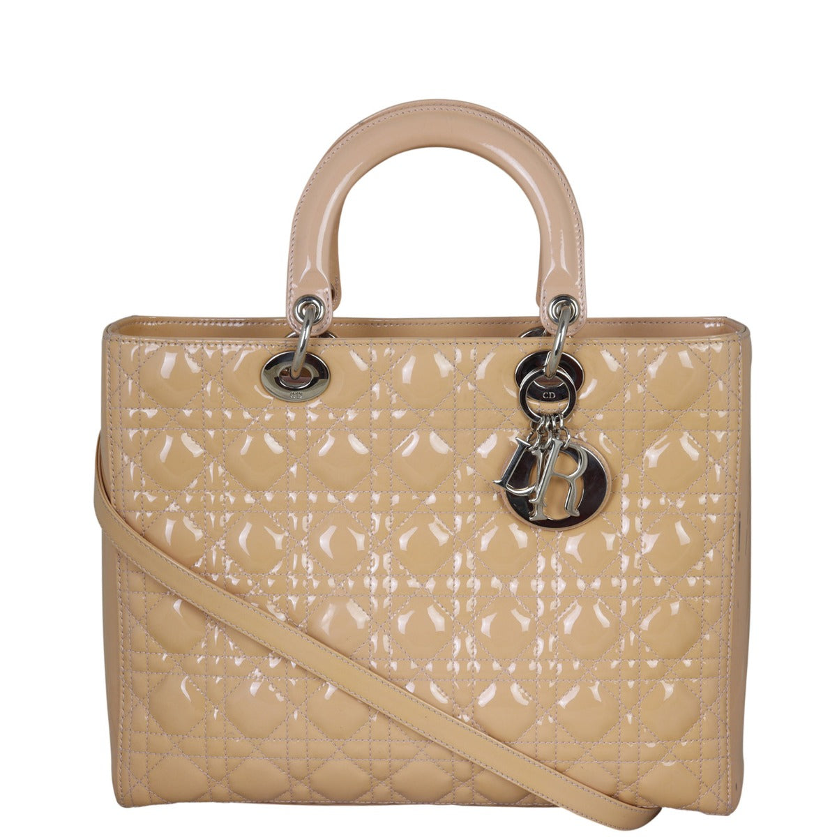 Dior Lady Dior Large Patent (beige) Front with Strap