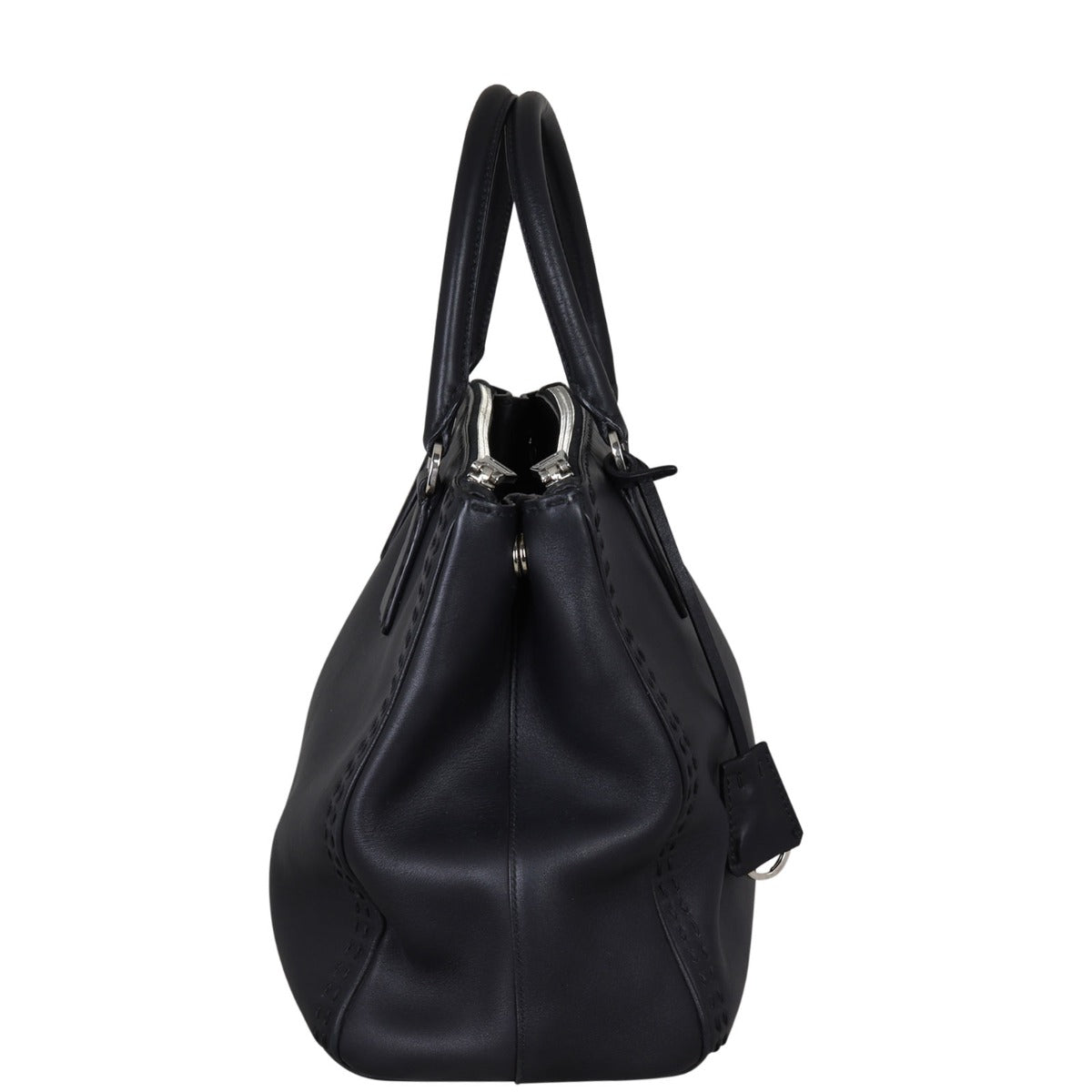 Prada City Calf Lux Galleria Double Zip Tote Medium Side