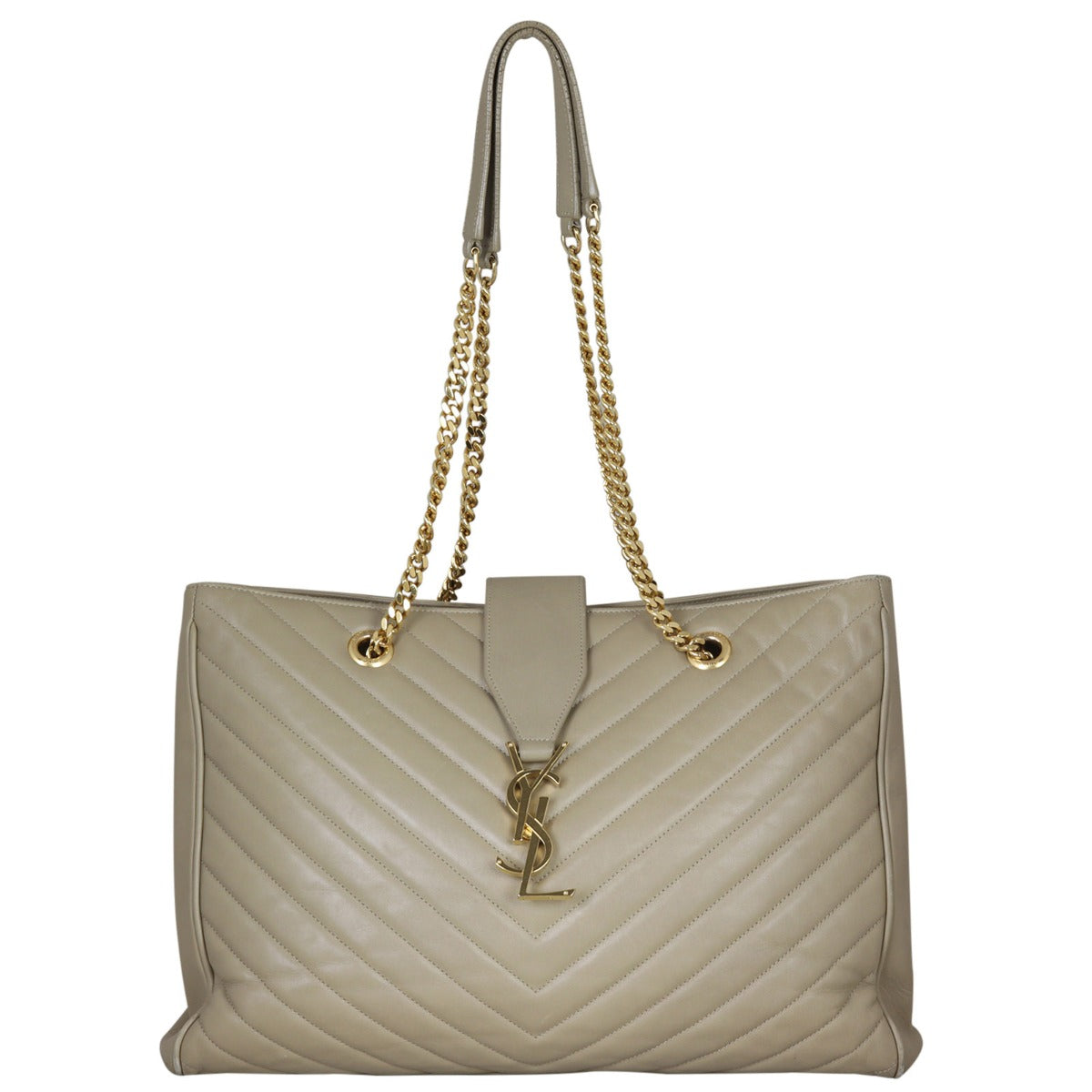 Saint Laurent Chevron Shopping Tote Front