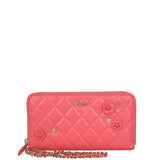 Chanel Camellia Zip Around Wallet  Front