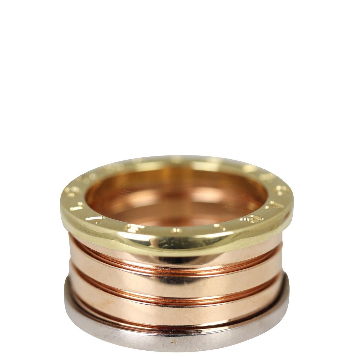 Bvlgari B.Zero1 18k White, Yellow and Rose Gold Three Band Ring