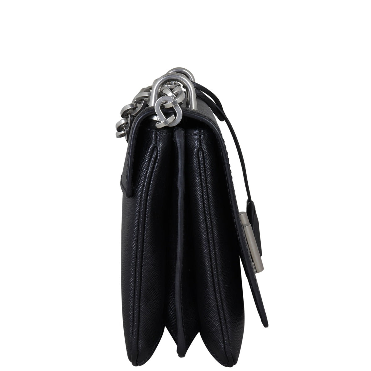 Prada Saffiano Lux Chain Lock Flap Bag Side