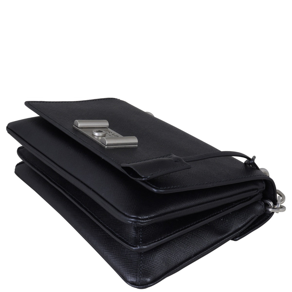 Prada Saffiano Lux Chain Lock Flap Bag Corner Distance