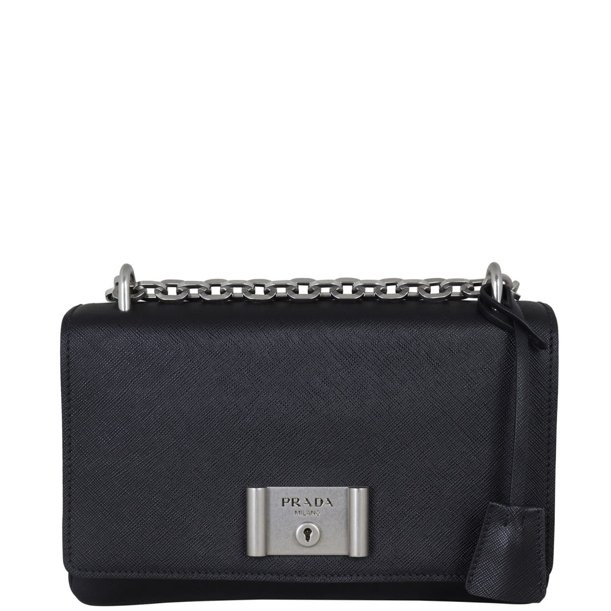 Prada Saffiano Lux Chain Lock Flap Bag Front