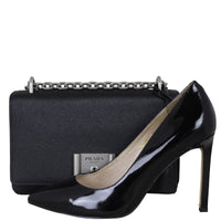 Prada Saffiano Lux Chain Lock Flap Bag Shoe