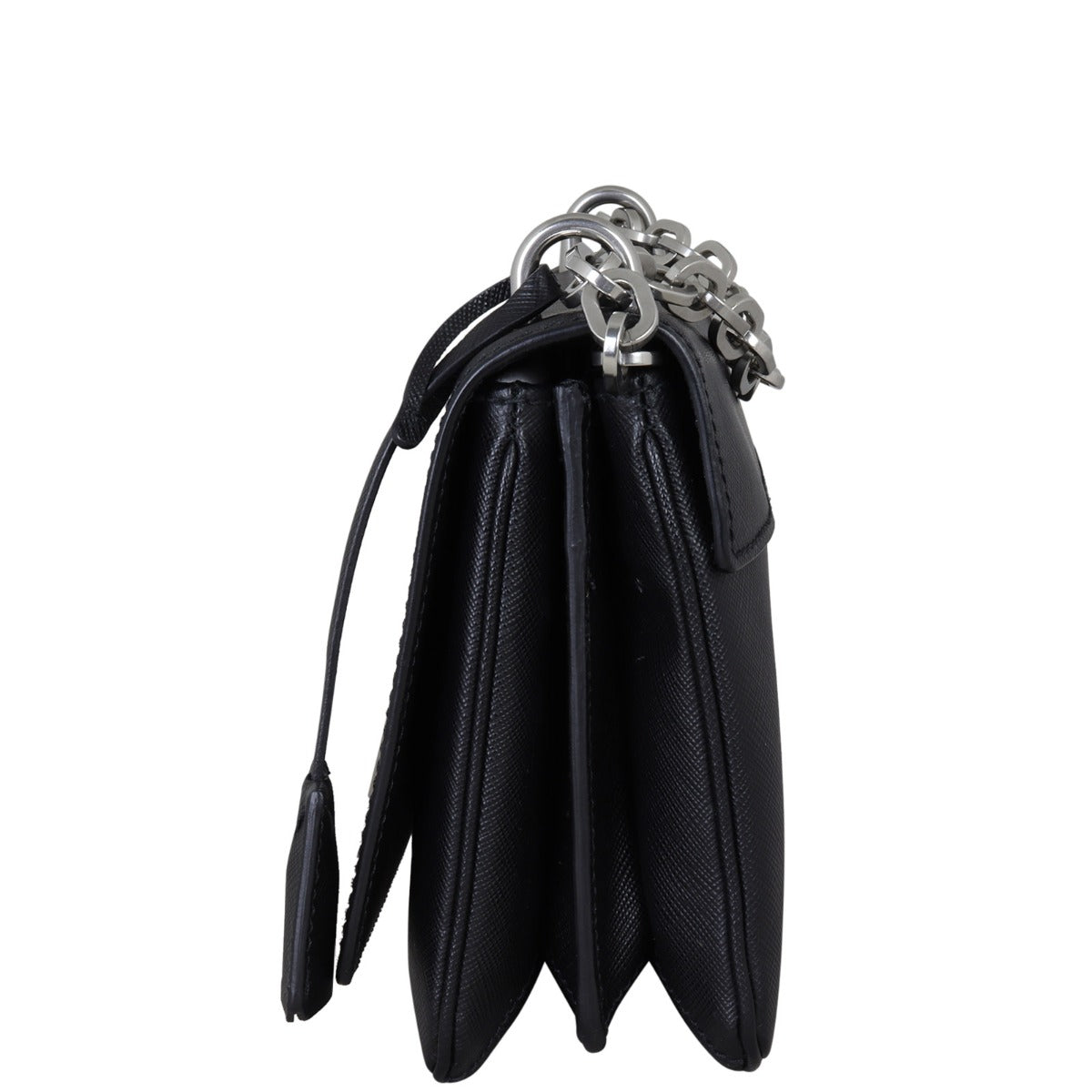 Prada Saffiano Lux Chain Lock Flap Bag Side