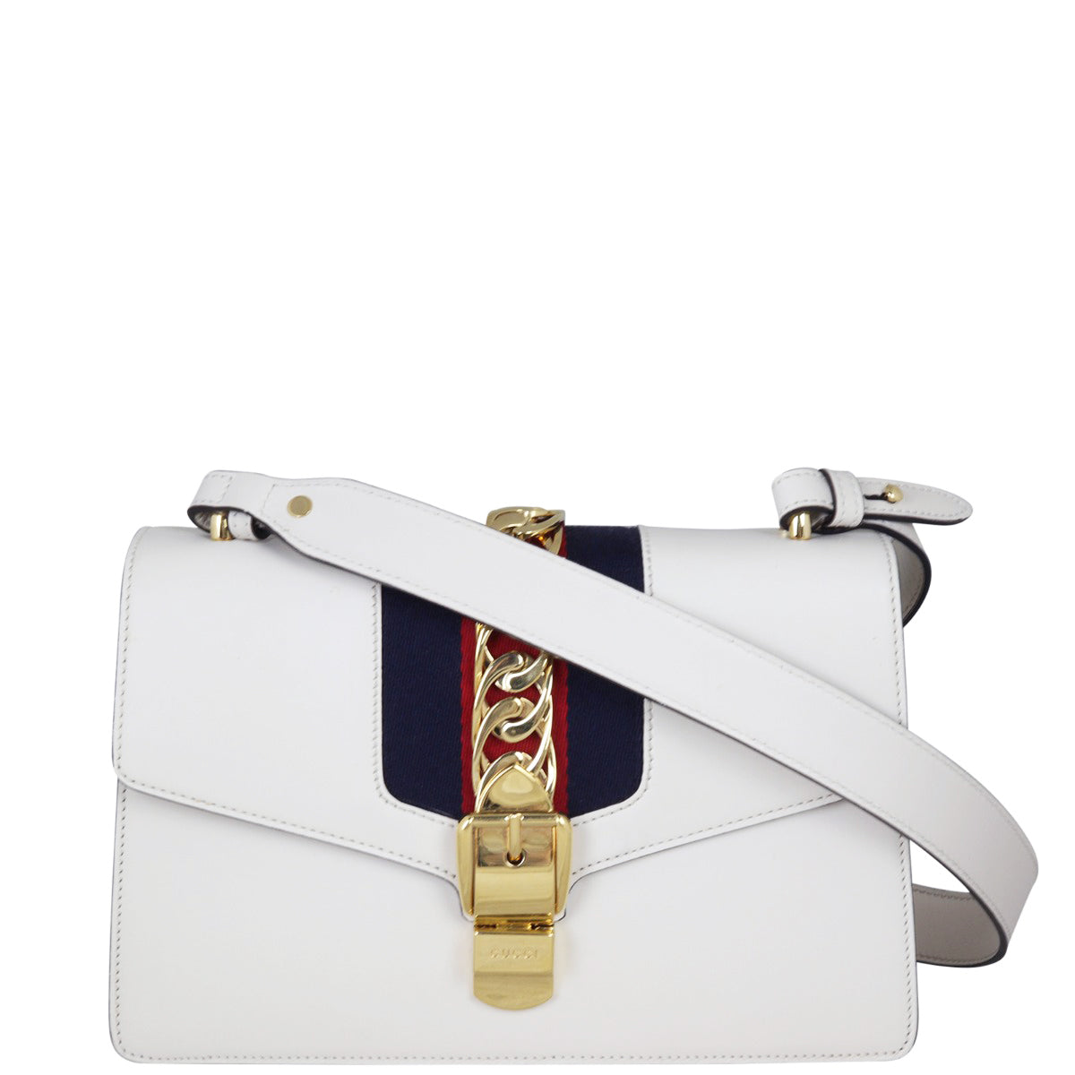 Gucci Sylvie Small Shoulder Bag Front Showing Strap