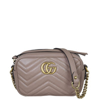 Gucci GG Marmont Mini Camera Bag Front with Strap