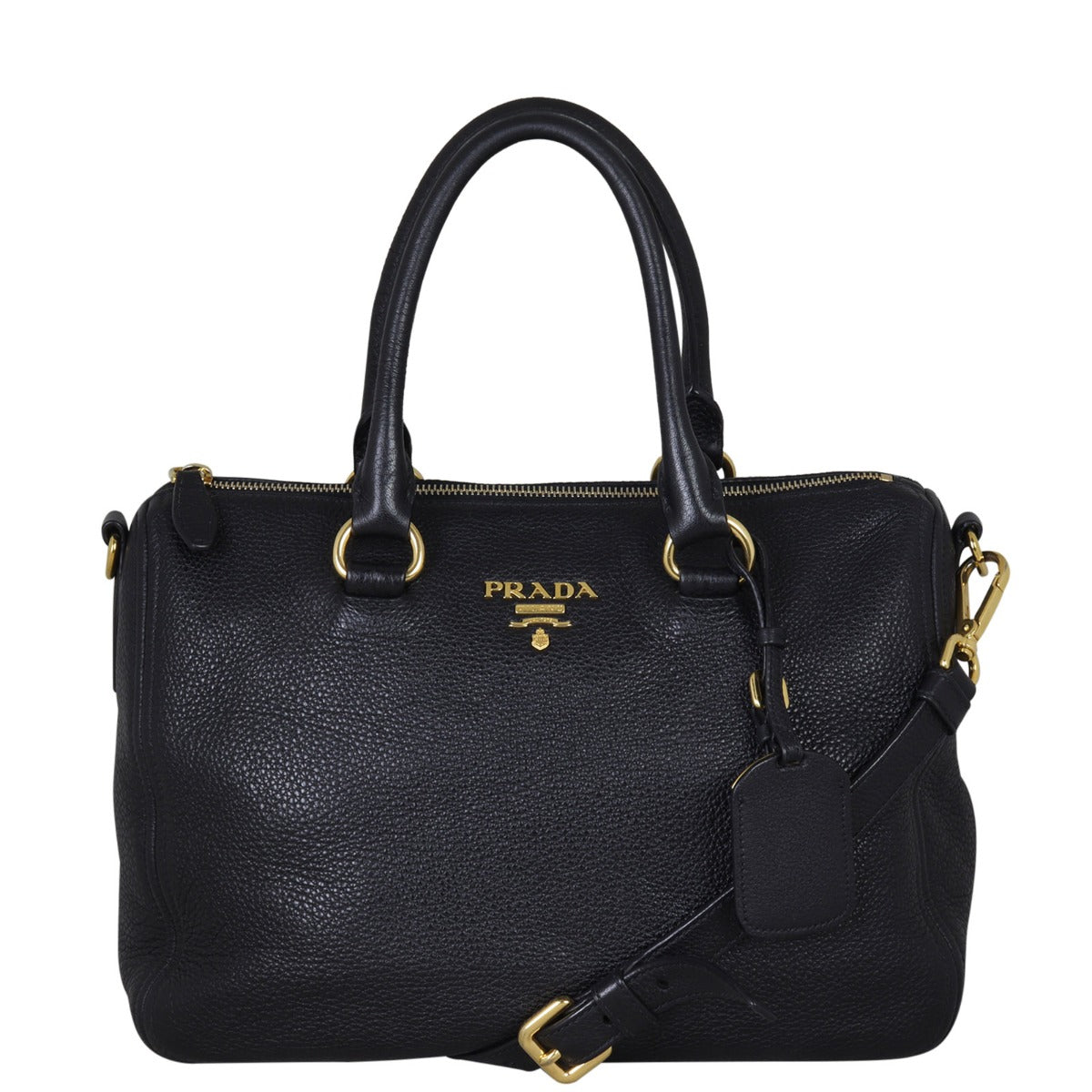 Prada Vitello Daino Satchel Bag Front With Strap