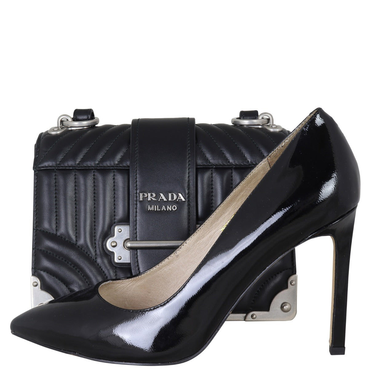 Prada Cahier Diagramme Chain Shoulder Bag Shoe