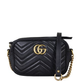 Gucci GG Marmont Mini Camera Bag Front With Strap
