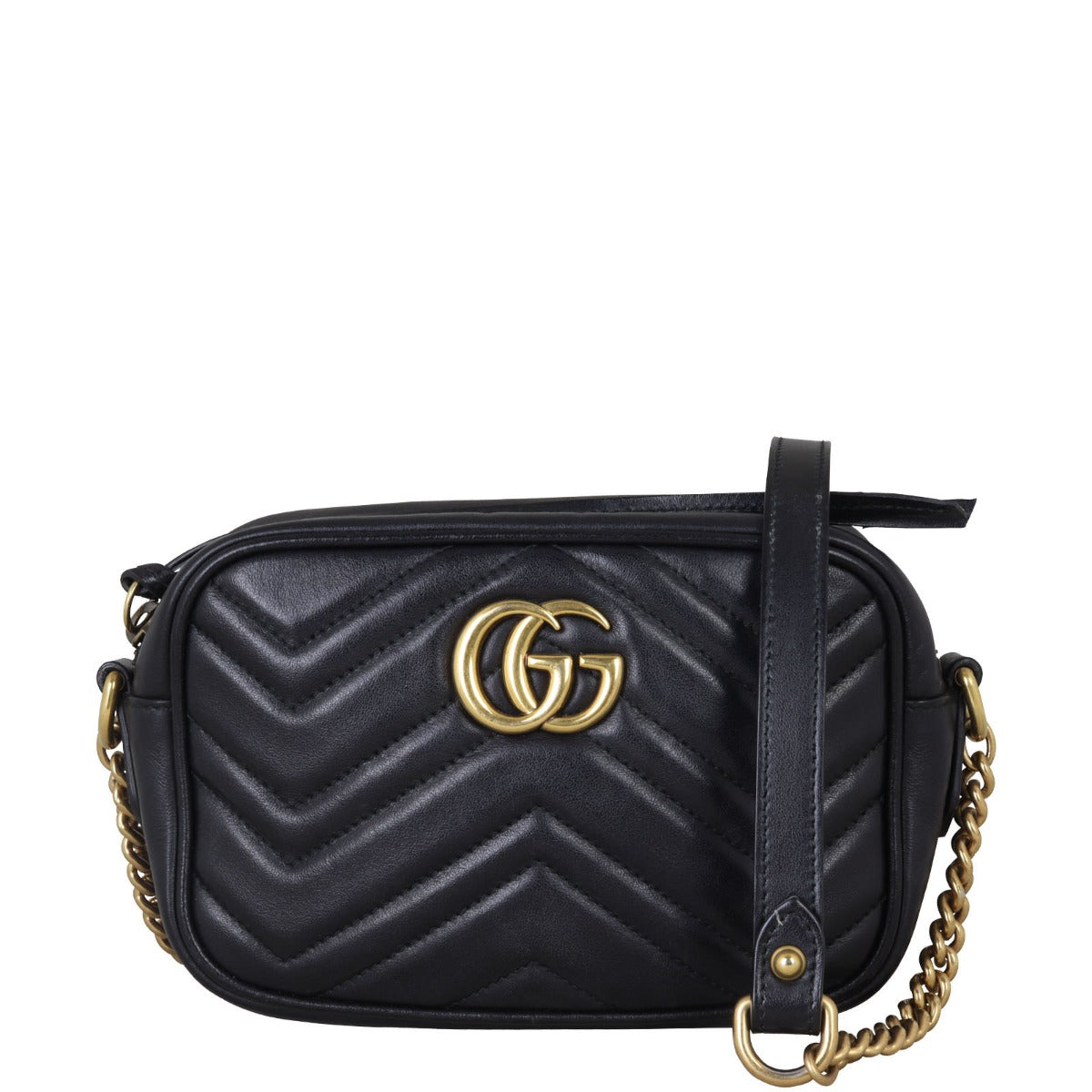 Gucci GG Marmont Mini Camera Bag Front With Strap