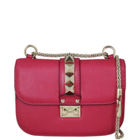 Valentino Glam Lock Medium Shoulder Bag Front With Chain
