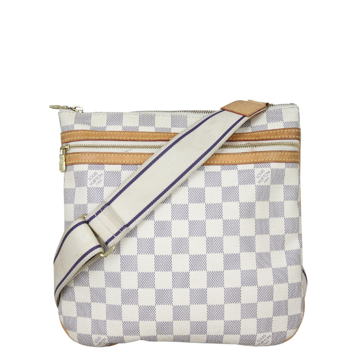 Louis Vuitton Pochette Bosphore Crossbody Damier Azur Front With Strap