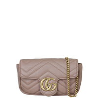 Gucci GG Marmont Super Mini Shoulder Bag Front With Chain