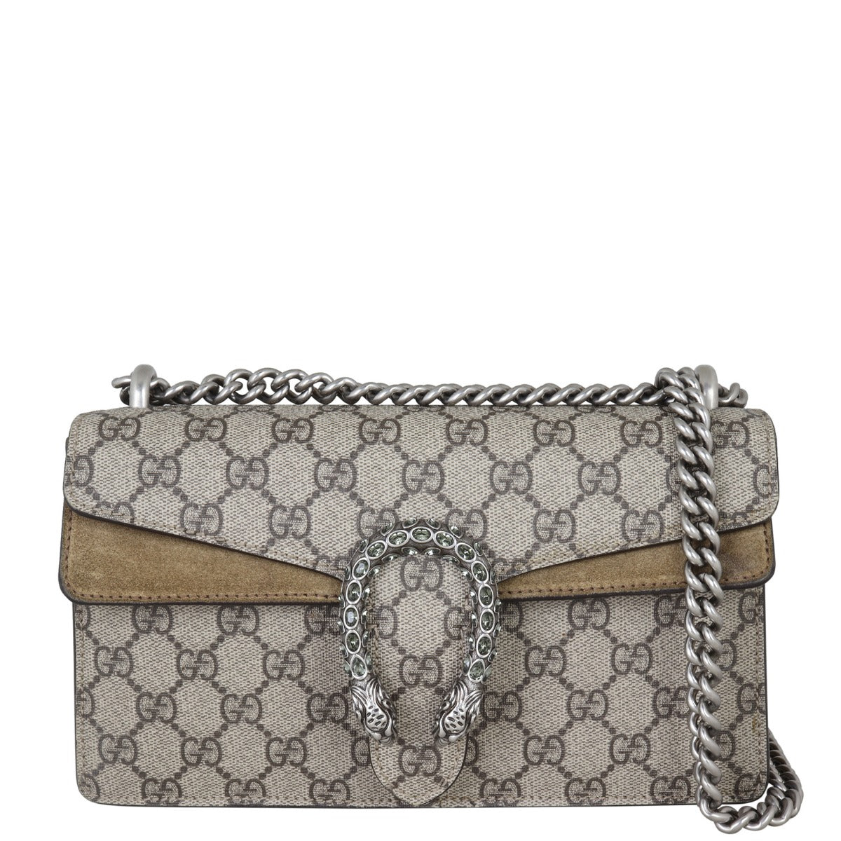 Gucci Dionysus GG Supreme Small Shoulder Bag Front With Chain