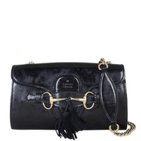 Gucci Emily Patent Mini Chain Shoulder Bag Front With Strap