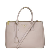 Prada Saffiano Lux Galleria Double Zip Tote Medium Front With Strap