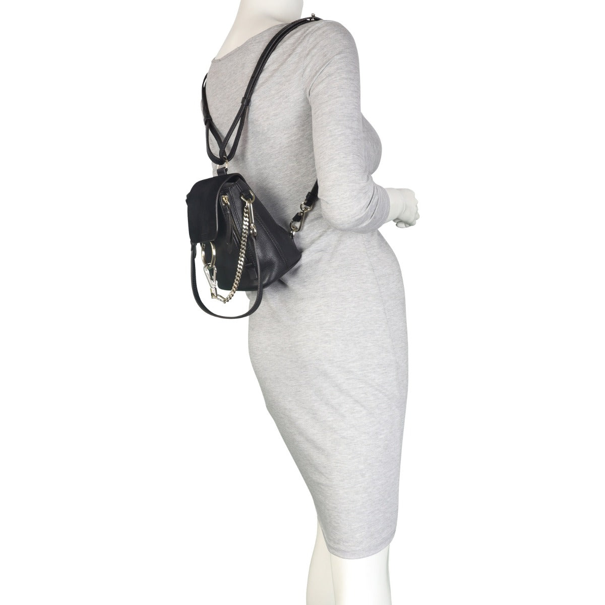 chloe faye backpack mini black Calfskin Milan Luxe Grained calfskin and suede backpack in black Chlo Faye Mini Backpack in