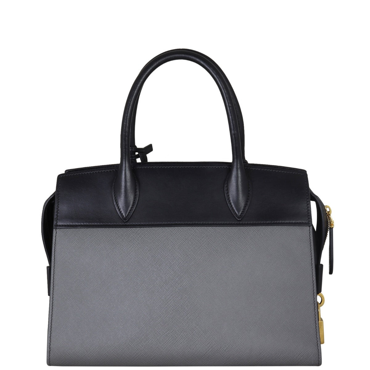 Prada Saffiano City Calf Esplanade Medium (dark grey and black) Back