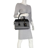 Prada Saffiano City Calf Esplanade Medium (dark grey and black) Mannequin